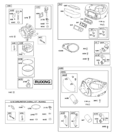A - Depuratore aria, alloggiamento ventola, sistema di scarico B&S - 31 €¦ 31A607-0156-B1 brand Stihl